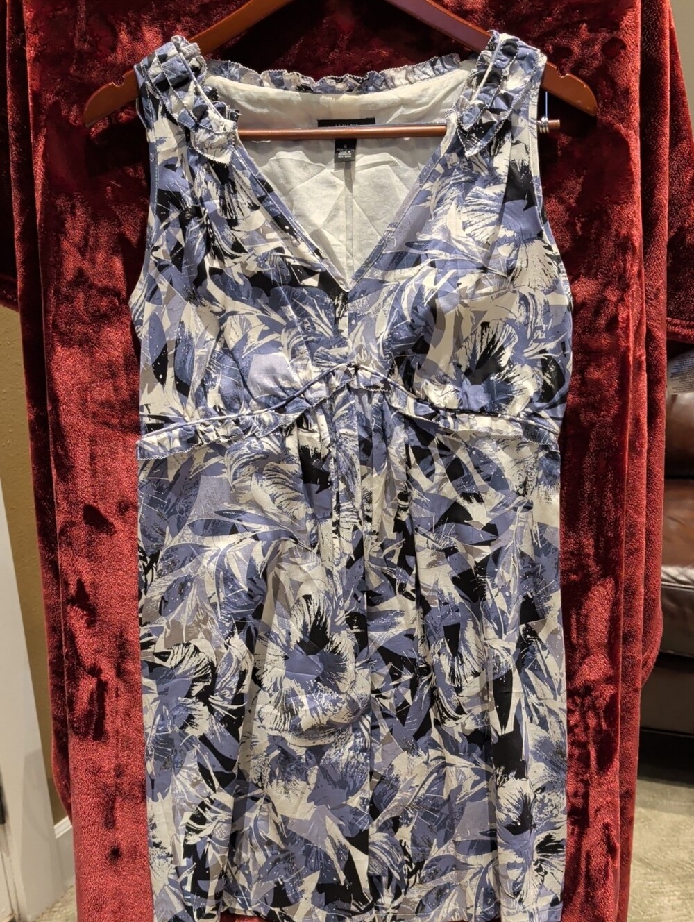 Alfani Blue White Black Floral Print Sleeveless Dress